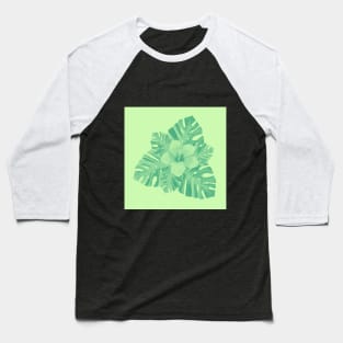 Tropical Green Hibiscus Baseball T-Shirt